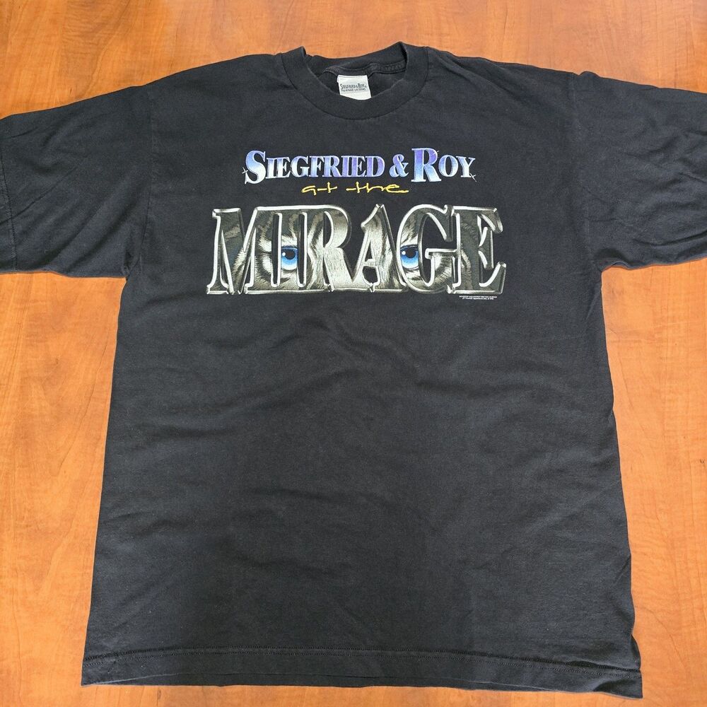 Vintage 1998 Siegfried & Roy At The Mirage Crew Neck Preshrunk Graphic Tee XL